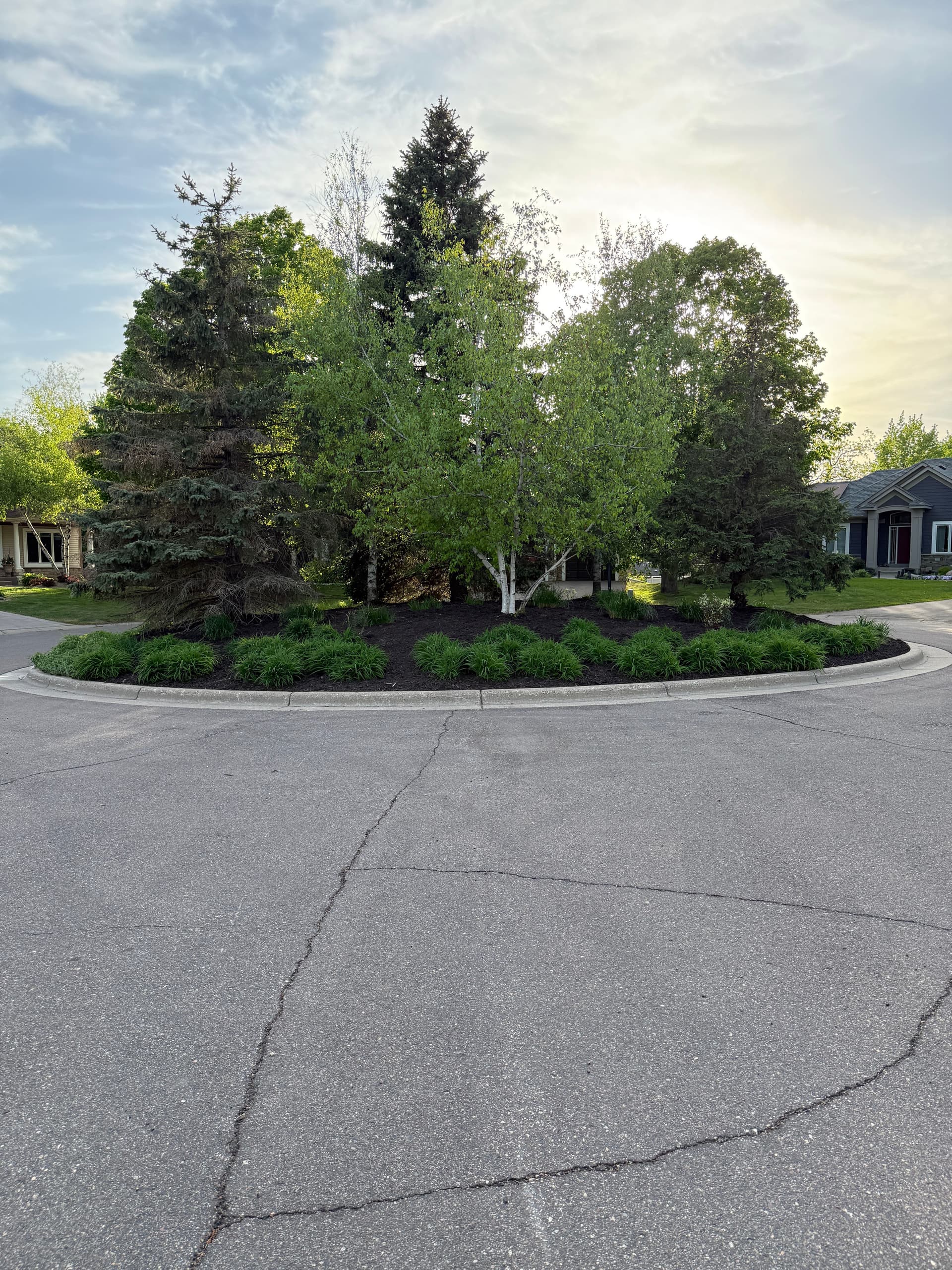 HOA Entrance and Cul-de-Sac Bed Refresh with Mulch and New Plantings